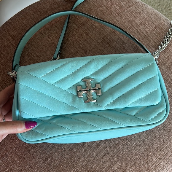 TORY BURCH Kira Small Chevron Shoulder Bag - Light Blue - Picture 3 of 9